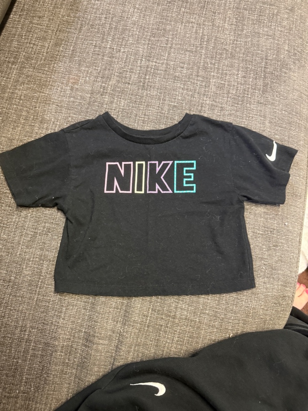 Nike Black Short Sleeve Tee with Pastel Gradient Logo